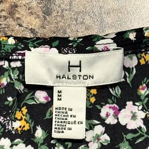 H by Halston Top Ditsy Floral Peter Pan Collar Lace Trim Cottage Button Black Medium thumbnail 3