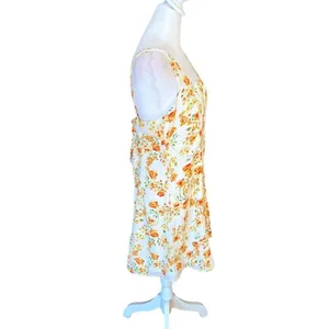 Lulus Day Date Tie Back White Orange Floral Mini Dress Womens Size Large New thumbnail 6