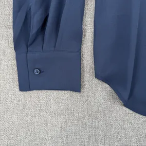 Ann Taylor Womens Navy Blue Pleated Ruffle V-Neck Long Sleeve Blouse Size S NWT thumbnail 5
