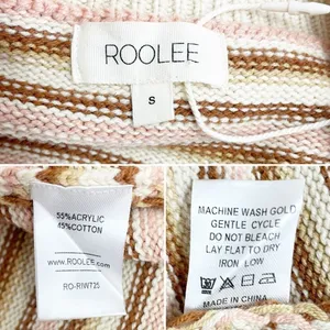 NWT Roolee Sweater Dress Small Cream Pink Brown Striped Knit Midi Long Sleeve thumbnail 11