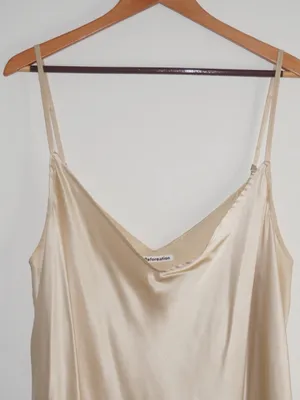 Reformation Champagne 100% Silk Tank Top Size: 2X Neutral Adjustable Straps thumbnail 2