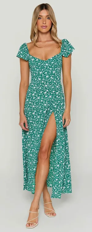 Showpo. Donissa Green Floral Midi Dress thumbnail 1