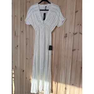 NWT Lulus Goddess Vibes Ivory Gold Striped Dolman Sleeve Maxi Dress Resort XS thumbnail 2