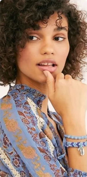 Free People Blue Woven Shell Bracelet thumbnail 1