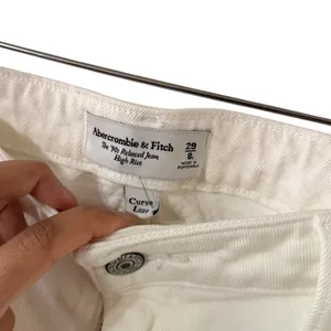 ABERCROMBIE & FITCH The 90’s Relaxed Ivory Off White High Rise Curve Jeans thumbnail 9