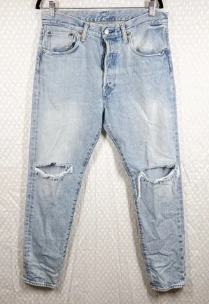 Levi’s Light‎ Wash 501 High Rise Distressed Jeans thumbnail 1
