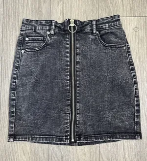 Garage Washed Black Mini Skirt XS Front Zipper thumbnail 1