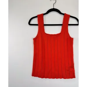 Reiss Womens Top Red Dory Stitch Interest Square Neck Vest Tank Stretch Small thumbnail 6