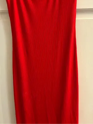 Red Ribbed Slip Maxi Dress - Women Size Small thumbnail 3