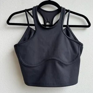 Alo Yoga Ribbed Airlift Double Strap Enchanted Cropped Bra Tank Top Size Small thumbnail 2