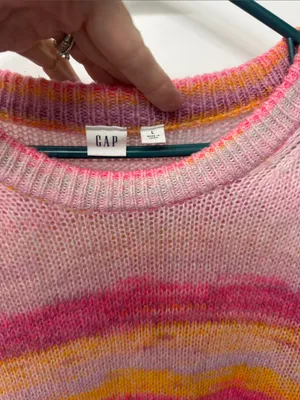GAP Multicolor Pink Stripe Crewneck Sweater thumbnail 2