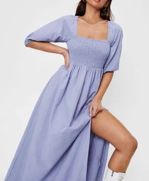 Indigo Maxi Dress with Slit and Open Back thumbnail 5