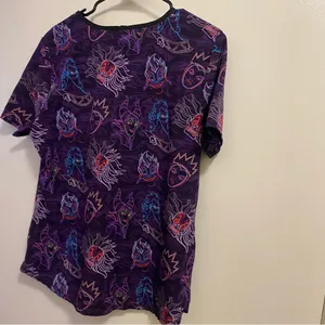 Disney Villains Womens Purple Print Scrubs Scrub Top M Medium Bust 40” thumbnail 6