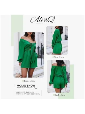 NEW Green Tie Knot Front V Neck Short Rompers M thumbnail 7