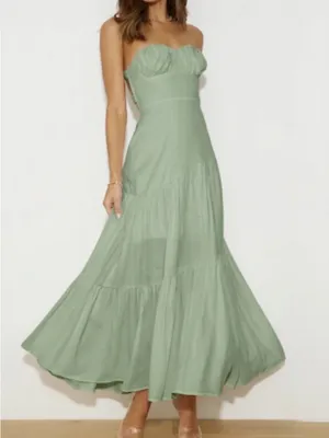 Hello Molly Sage Green Backless Strapless SUMMER GIRL Maxi Dress thumbnail 1