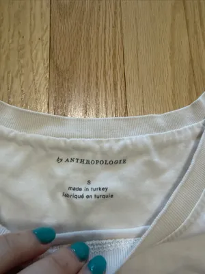 by Anthropologie White Peace Short Sleeve T-Shirt Sz S thumbnail 2