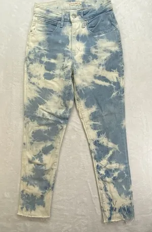 Levi's Jeans Womens 27 721 High Rise Skinny Ankle Acid Wash‎ Raw Hem thumbnail 1