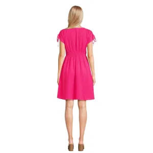 Time and Tru Womens Dress Size XS Pink Midi Front Detail Short Sleeve Flowy thumbnail 3