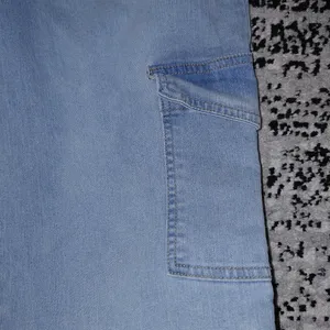 Madden Girl Blue Denim Cargo Jeans Medium Y2K Baggy Wide Leg Cyber thumbnail 7