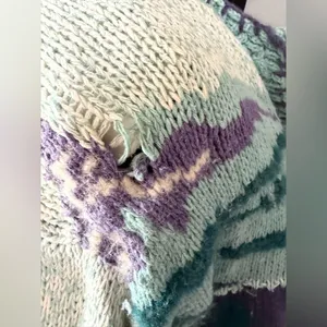 VTG Heirlooms Hand Knit Wool Blend Cottagecore Grannycore Cardigan Large. thumbnail 7