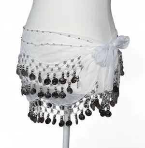 Belly Dancing Hip Scarf Wrap Skirt White thumbnail 1