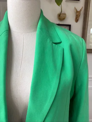 NWOT Farm Rio Bright Green Blazer Oversized Shoulder Pads $210 XXS XS S thumbnail 4