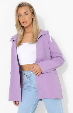 NWT Boohoo Hooded contrast Trim‎ Mac Lilac windbreaker size 4 thumbnail 1