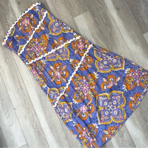 Asos Strapless Dress tile printed rikrak womens Purple size 14 party resortwear thumbnail 1