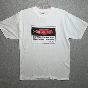 Jerzees NOS Vintage Exposure To The Son‎ May Prevent Burning T-Shirt Large White thumbnail 1