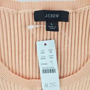 J. Crew‎ NWT Womens Ribbed Knit Sweater Long Sleeve Crew Neck Peach Orange Large thumbnail 2