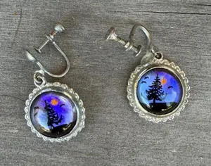 silver and blue spooky whimsical earrings #goth #festival #gorpcore #fairy #disney thumbnail 1