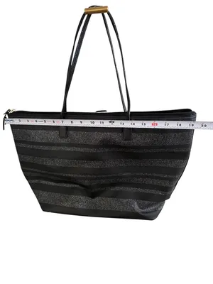 KATE SPADE Black Silver Saffiano Leather Glitter Tote Bag thumbnail 7