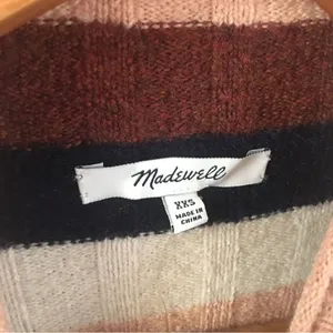 Madewell NWT Ribbed Brown/Pink/Cream/Navy Striped Mock Neck Sweater Size XXS thumbnail 4