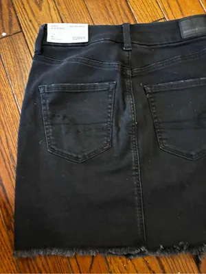 American Eagle NWT Distressed Black Denim Skirt thumbnail 8
