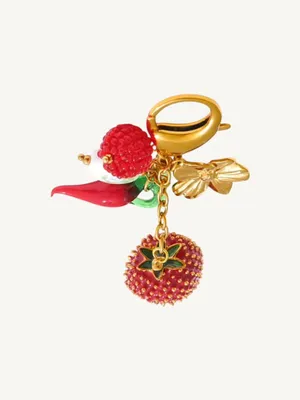 Gold Plated Strawberry Garden Bag Charm & Keychain Stainless Steel thumbnail 3
