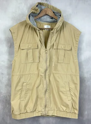 Offline by Aerie Cargo Vest Womens Medium Utility Hooded Outdoor Gorpcore Canvas thumbnail 1