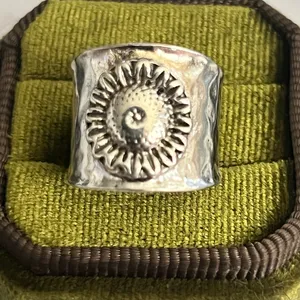 Bohemian Flower Design Wide Band Stainless Steel Silver Size 6 thumbnail 2