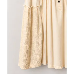 POL Boho Pleated Ruffle Mini Dress Cream Ivory Size M FKD10 thumbnail 6