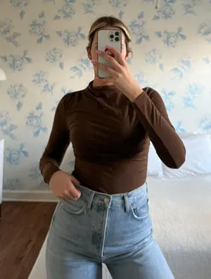Miss Lola Brown Long Sleeve Top thumbnail 1
