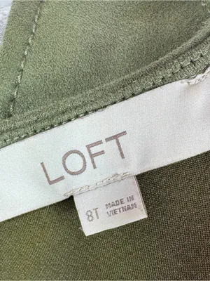 Loft Faux Suede V Neck Jumper Shift Mini Dress Olive Green 8 Tall Sleeveless thumbnail 10