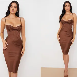 HOUSE OF CB S‎ D-DD 'Myrna' Chocolate Satin Corset Slip Dress NWOT thumbnail 12