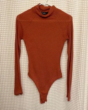 Pink Waffle Knit Mock Neck Bodysuit thumbnail 1