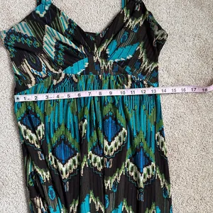 Alyn Paige Teal & Black Geo Print Maxi Dress. Size Large thumbnail 6