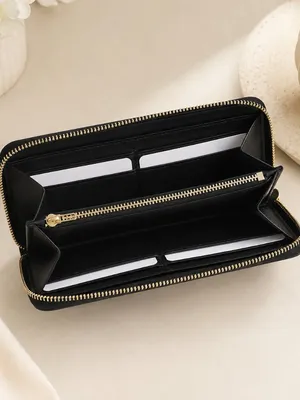 Kate Spade Black Slim Continental Wallet Pebbled Leather Zip Around NWT thumbnail 2