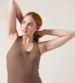 Athleta Momentum Seamless Tank Brown Metallic‎ Shimmer Racerback 466455 XL NEW thumbnail 1