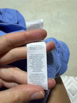 aerie Blue Cropped Hoodie with White Drawstrings small thumbnail 8