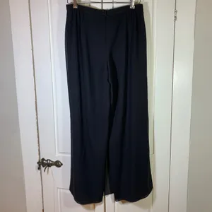 Cartise Womens Black Wide Leg Pleated Chiffon Overlay Dress Pants Size 6 62198 thumbnail 4