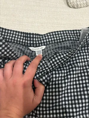 American Eagle Outfitters Black & White Gingham Wide-Leg Pants thumbnail 2