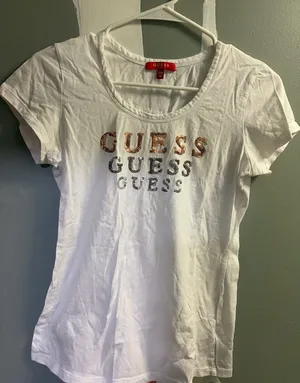 GUESS White Tee with Sparkling Logo thumbnail 1