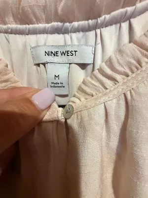 Nine West Pink Short Sleeve Ruffle Smocked Waist Mini Dress thumbnail 2